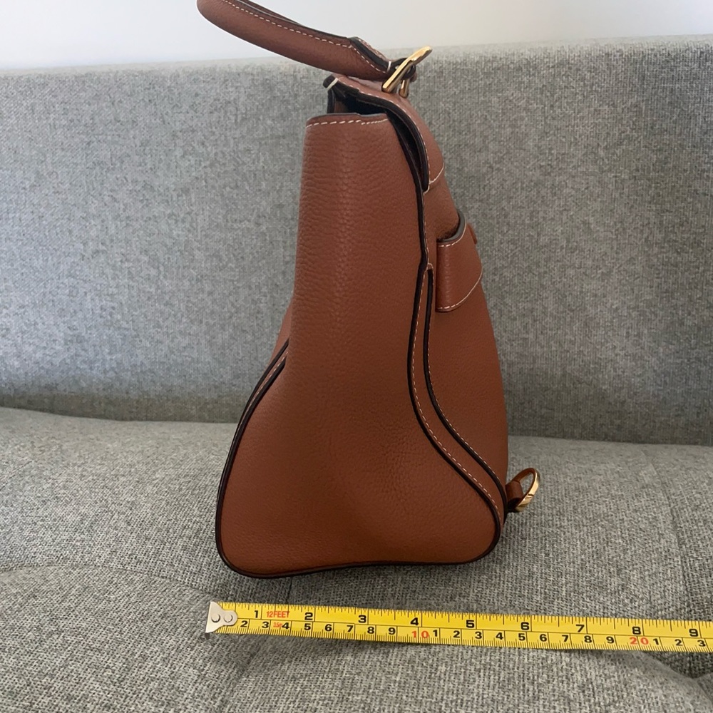 Dissona Italy Leather Satchel/Handbag with Shoulder Straps, Camel Brown - Picture 7 of 7